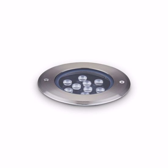 Floor pt d14 ideal lux faretto 12w 3000k rotondo calpestabile incasso a terra per esterno ip67