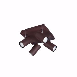 Plafoniera lampada da soffito 4 faretti marrone corten rustica