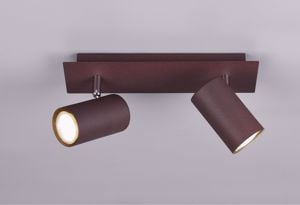 Lampada da soffitto con 2 faretti led orientabili gu10 marrone corten