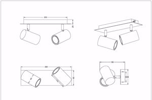 Lampada da soffitto con 2 faretti led orientabili gu10 marrone corten