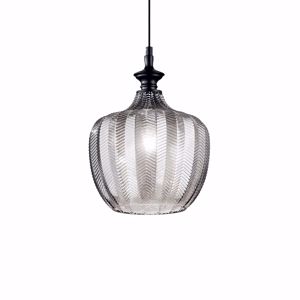 Ideal lux lord sp1 lampadario pendente vetro decorato fume trasparente