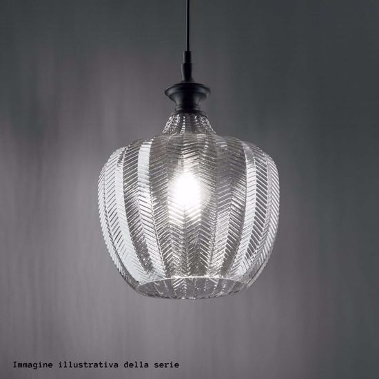 Ideal lux lord sp1 lampadario pendente vetro decorato fume trasparente