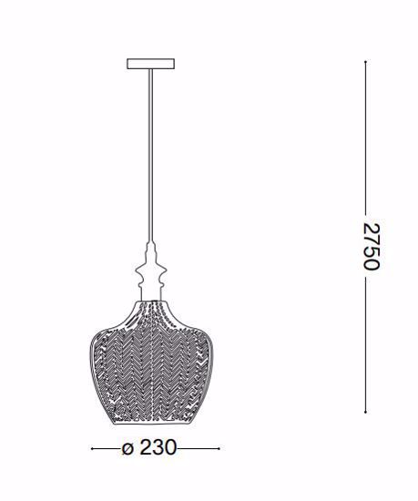 Ideal lux lord sp1 lampadario pendente vetro decorato fume trasparente