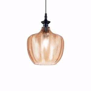 Lord sp1 ideal lux lampadario pendente vetro ambrato decorato trasparente