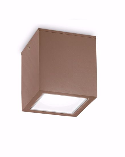 Ideal lux techo pl1 big plafoniera da esterno marrone corten ip54