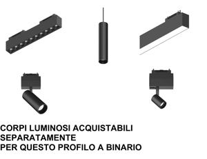 Arca ideal lux profilo binario a plafone monofase 1mt nero per faretti led