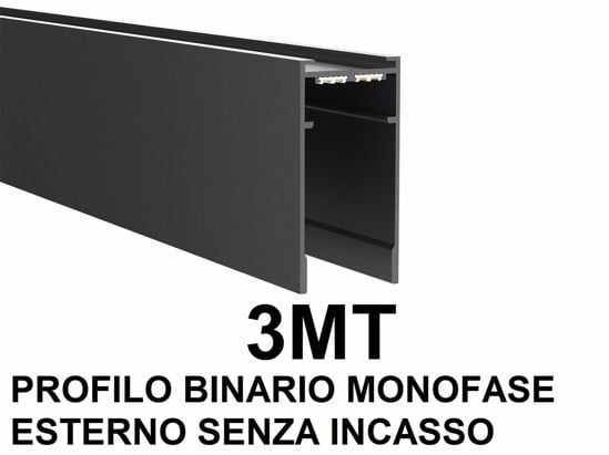 Ideal lux arca binario profilo a plafone 3mt monofase nero per faretti led