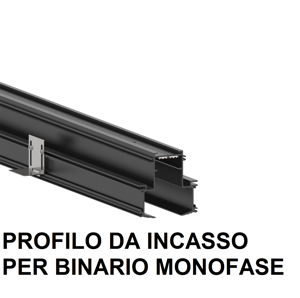 Arca ideal lux binario da incasso monofase nero 1mt 48v per faretti led