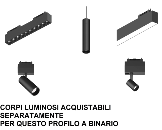 Arca ideal lux binario da incasso monofase nero 1mt 48v per faretti led