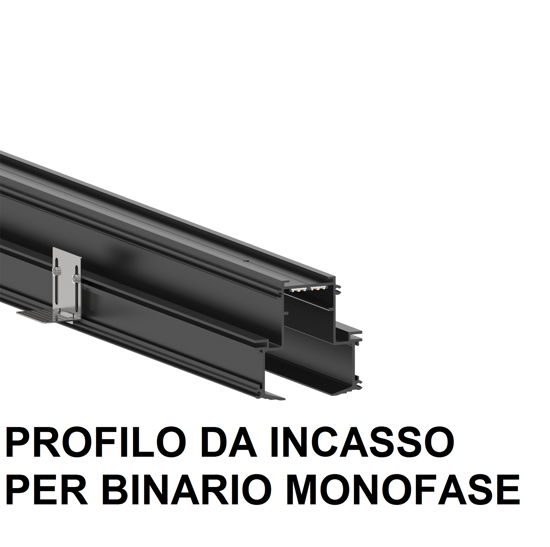 Arca ideal lux binario da incasso 3mt profilo nero monofase 48v per faretti led