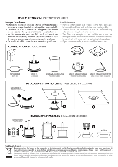 Faretto da incasso  per controssoffitto bagno doccia 5w 3000k ip65 nickel