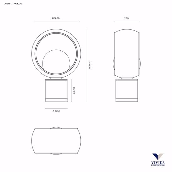 Cosmit nera h26 abatjour vivida international design moderna metallo vetro