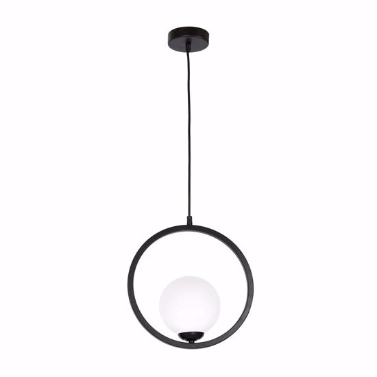 Lampadario pendente moderno design moderna nera sfera vetro bianco