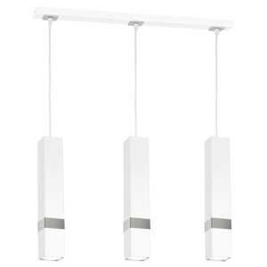 Lampadario bianco inserti cromo moderna