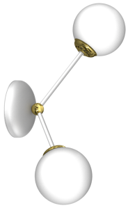 Applique dna per interni due luci metallo bianco oro lucido