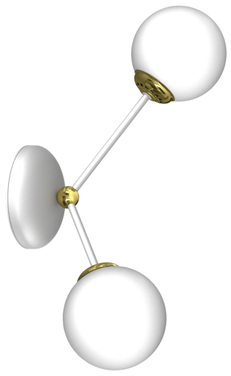 Applique dna per interni due luci metallo bianco oro lucido