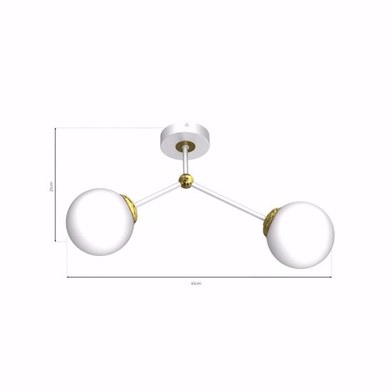 Plafoniera due luci bianco oro lucido design dna moderna per interni