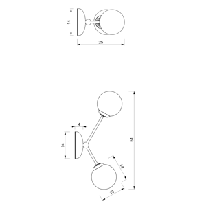 Applique da parete bianco cromo sfere vetro