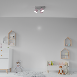 Lampada da soffitto rosa per cameretta bambina 3 luci faretti led orientabili