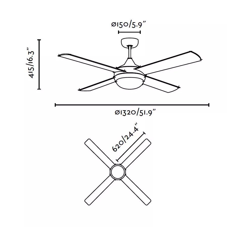 Ventilatore a soffitto pale 91cm ambienti fino 13mq con luce telecomando -  391E