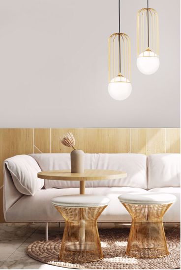 Lampadario oro sfera vetro bianco pendente o per camera da lett stile contemporaneo
