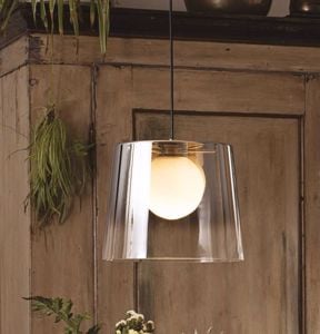 Ideal lux fade sp1 lampadario pendente cono vetro ambra per cucina