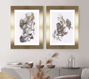 Quadro verticale donna con fiore 53x73 cornice oro lucido stampa su legno -  6FBF