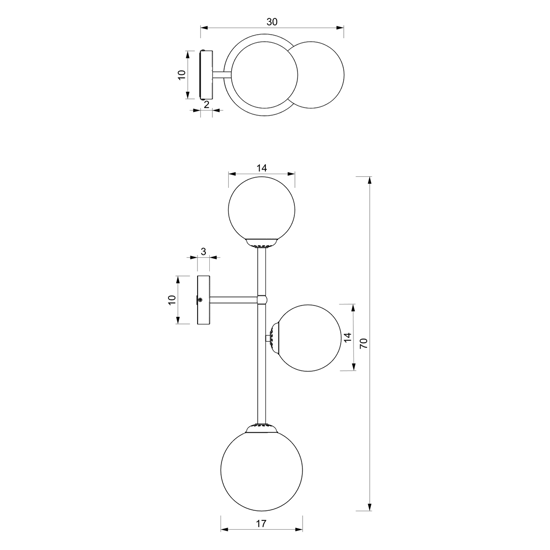 Lampada da parete applique design nero oro per soggiorno