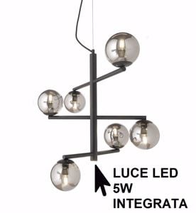 Lampadario design moderno ondaluce per soggiorno gizah 6 luci bianco