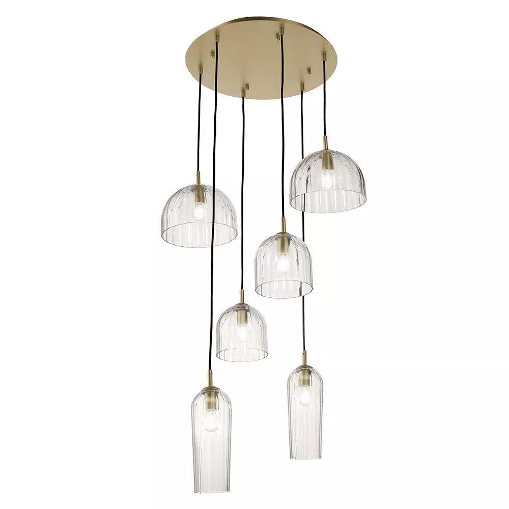 Lampadario moderno puck ondaluce vetri trasparente metallo oro - SO -PUCK-TRASP