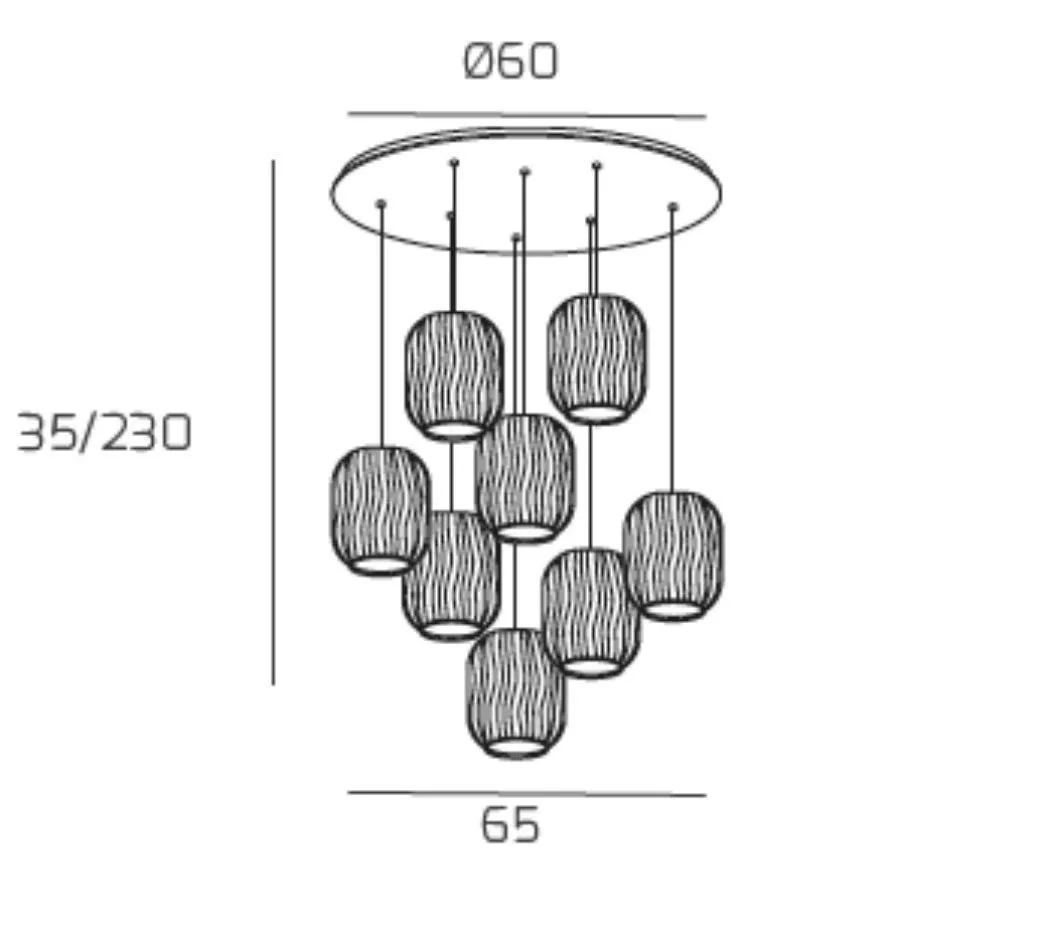 Lampadario 8 luci a sospensione struttura ottone vetri trasparenti moderno  toplight - 1181OS-S8TTR