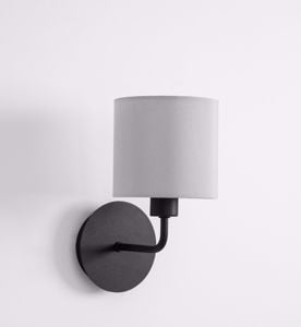 Applique da comodino camera da letto nera paralume grigio