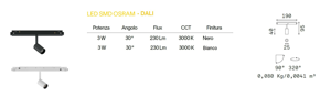 Ideal lux ego faretto led 3w 30000k osram bianco dali dimmerabile orientabile per binario monofase