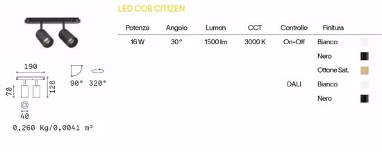 Ego ideal lux faretti led lineare 16w 3000k osram bianco orientabili binario monofase 48v on-off