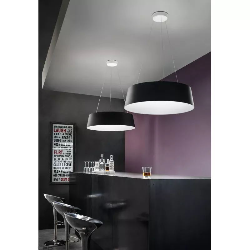 Lampadario moderno nero oxygen stilnovo led 50w 3000k dimmerabile  biemissione - 8094