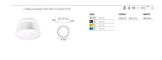 Plafoniera led 50w 3000k per soggiorno celeste dimmerabile moderna stilnovo oxygen