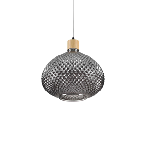 Ideal lux  bergen-3 sp1 lampada a sospensione boccia vetro grigio fumo