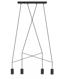 Lampadario moderno 4 luci nere per tavolo da soggiorno