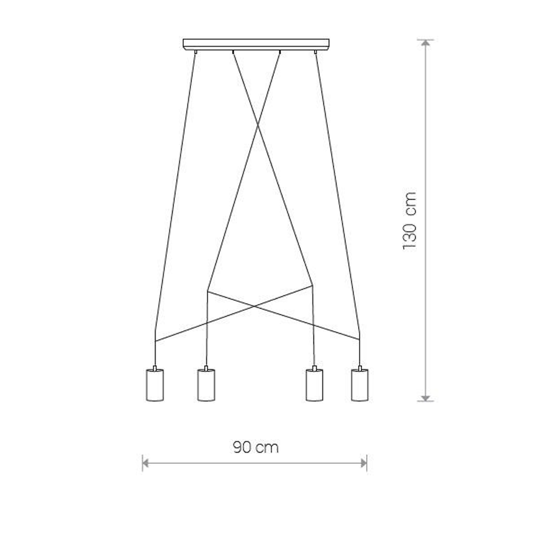 Lampadario a sospensione 4 luci per tavolo da soggiorno moderna nera