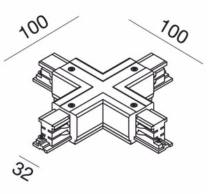 Gea luce accessorio giunto a x per connessione elettrica meccanica binario trifase nero