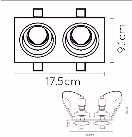 Cestello porta faretto nero da incasso soffitto 2 luci gu10 orientabili