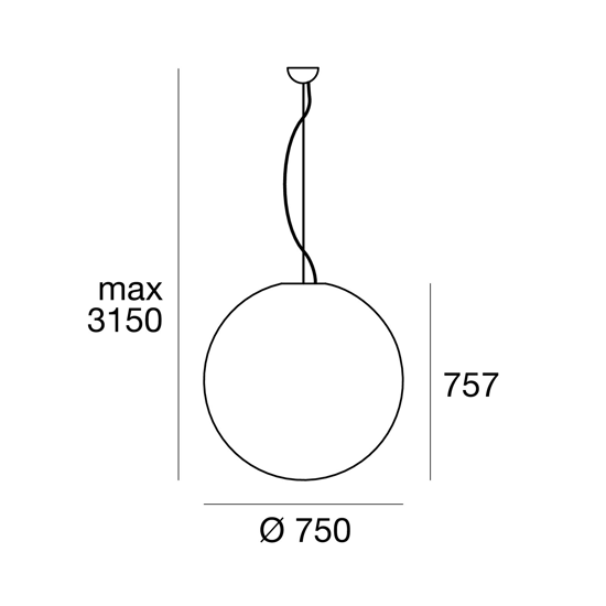 Grande sfera lampadario sospeso bianco per esterno 75cm ip65 plastica bianco 0h! linea light