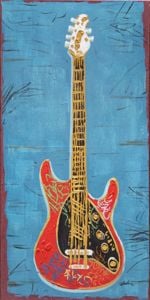 Quadro moderno verticale chitarra elettrica 60x120 dipinto decorato