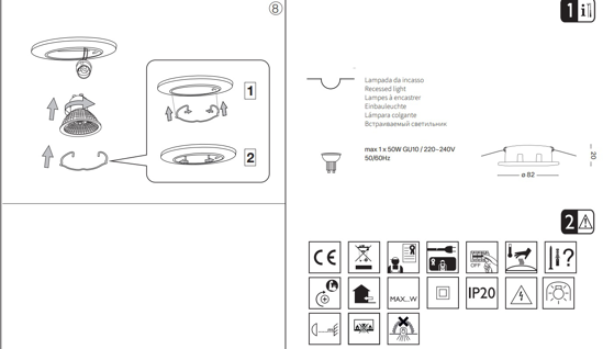 Faretto da incasso per controsoffitto rotondo grigio orientabile fp