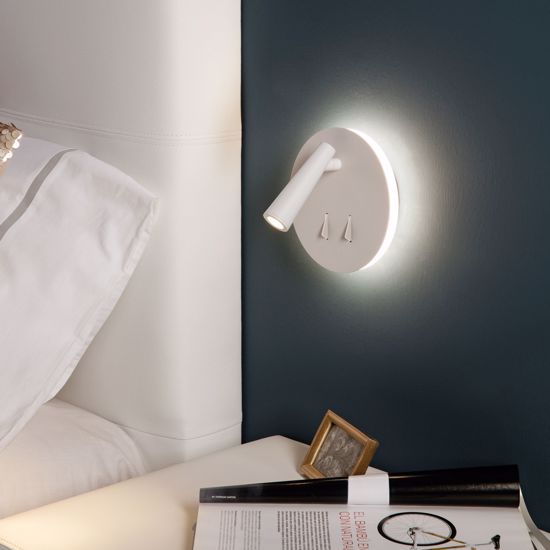 Applique orientabile per comodino camera da letto led 3000k bianco moderna