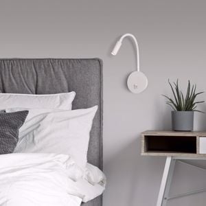 Applique bianco comodino orientabile per camera da letto  3w 3000k