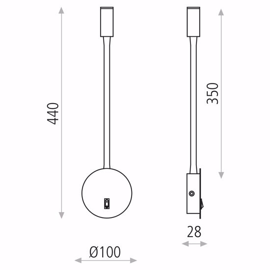 Applique bianco comodino orientabile per camera da letto led 3w 3000k