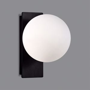 Applique camera da letto moderna 5w 3000k nero sfera vetro biancoa