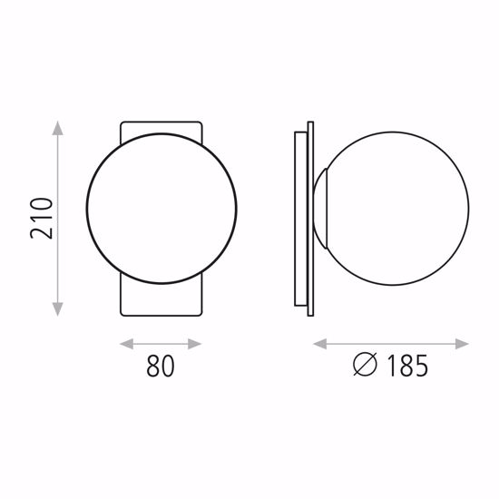 Applique camera da letto moderna 5w 3000k nero sfera vetro biancoa