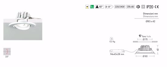 Faretto led da incasso bianco per cartongesso 9w 4000k 220-240v rotondo